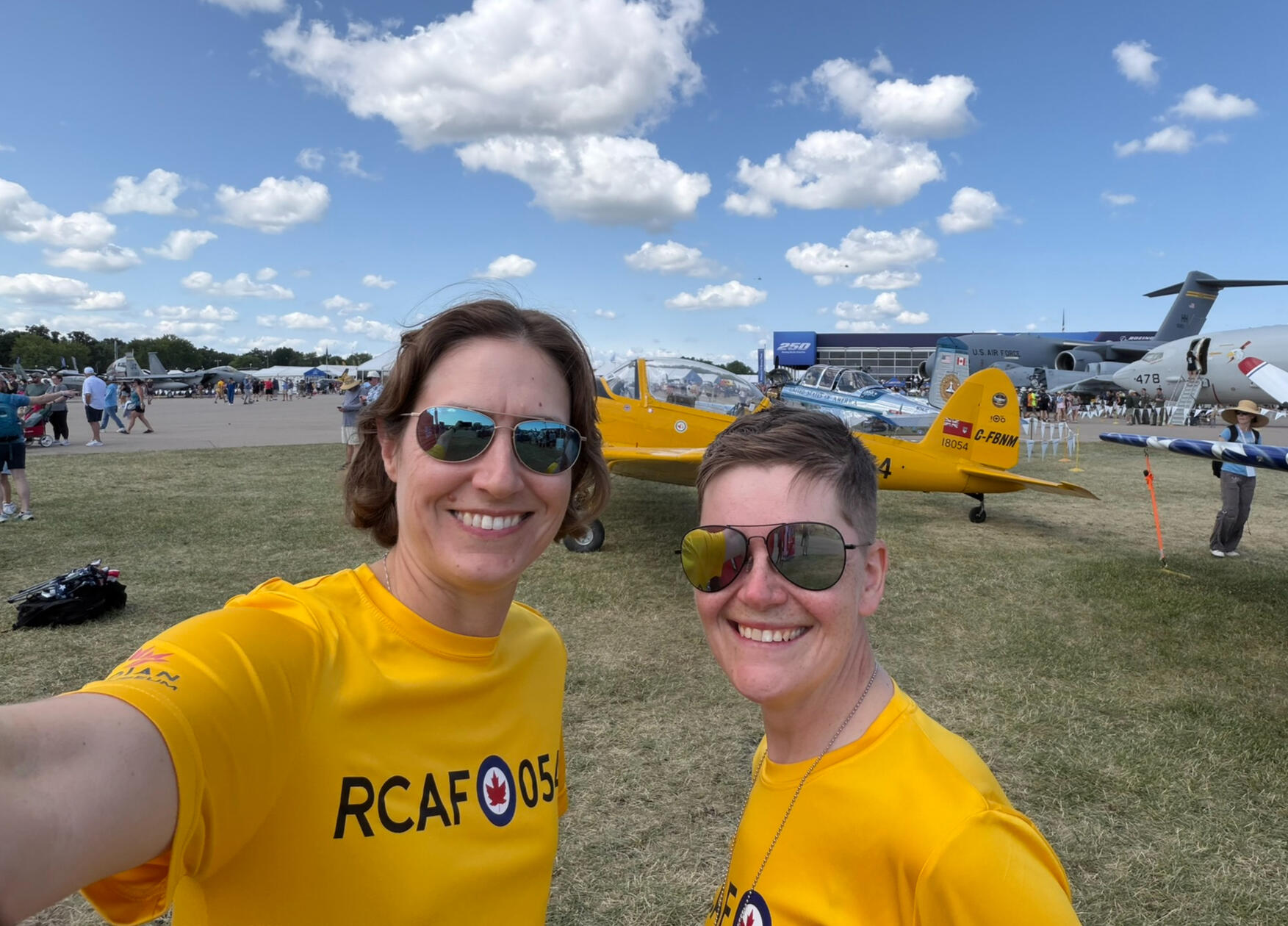 Katie & Lisa selfie in front of 054 in Boeing Plaza