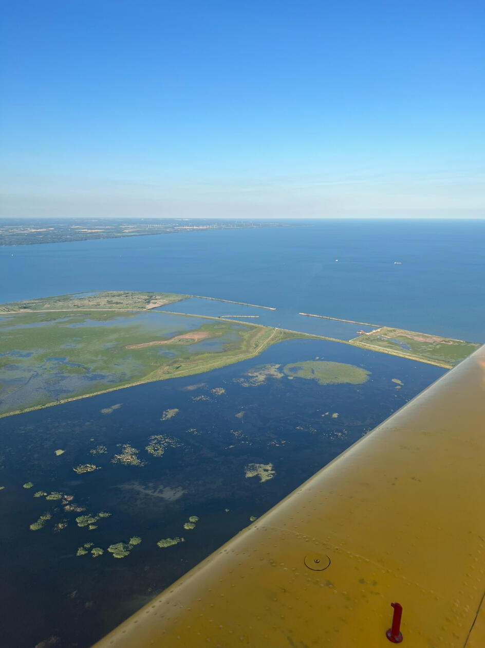 The southern mouth of the Detroit River.